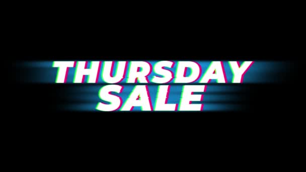 Thursday Sale Text Vintage Glitch Effect Promotion . — Stock Video