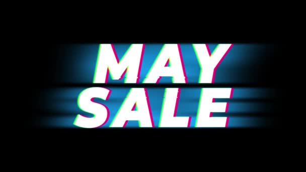 Mayo Venta Texto Vintage Glitch Efecto Promoción  . — Vídeo de stock