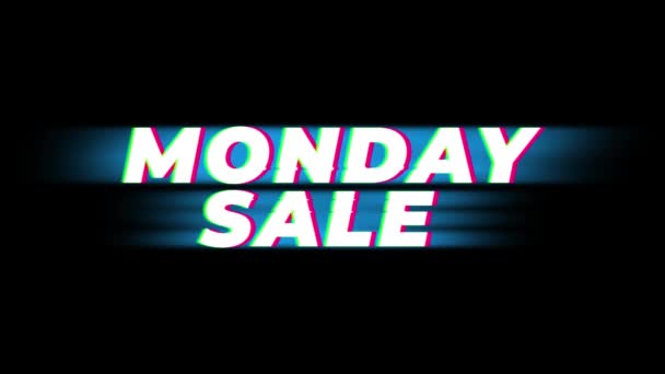 Monday Sale Text Vintage Glitch Effect Promotion . — Stock Video