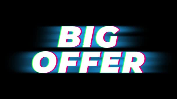 Großes Angebot Text Vintage Glitch Effekt Förderung . — Stockvideo