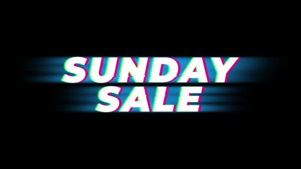 Sunday Sale Text Vintage Glitch Effect Promotion . — Stock Video