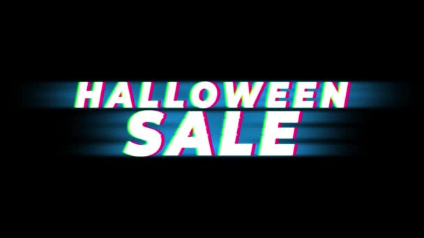 Halloween Venda Texto Vintage Glitch Efeito Promoção  . — Vídeo de Stock
