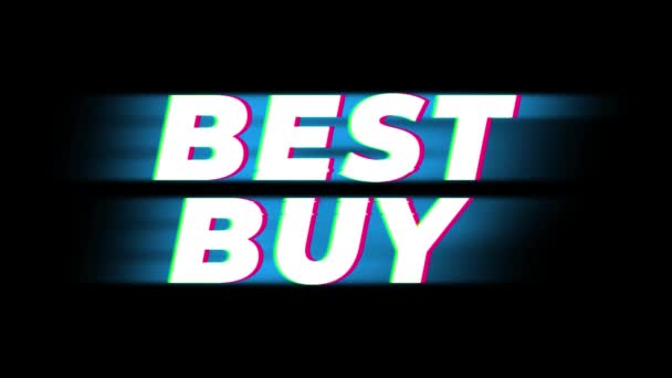 Beste koop tekst Vintage glitch effect promotie . — Stockvideo