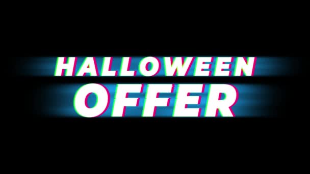 Halloween oferta tekst Vintage glitch Effect promocja . — Wideo stockowe