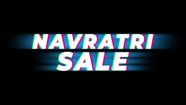 Navratri Venda Texto Vintage Glitch Efeito Promoção  . — Vídeo de Stock