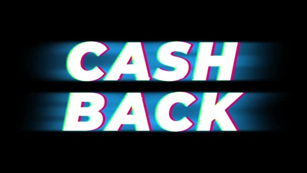 Cash back tekst Vintage glitch effect promotie . — Stockvideo