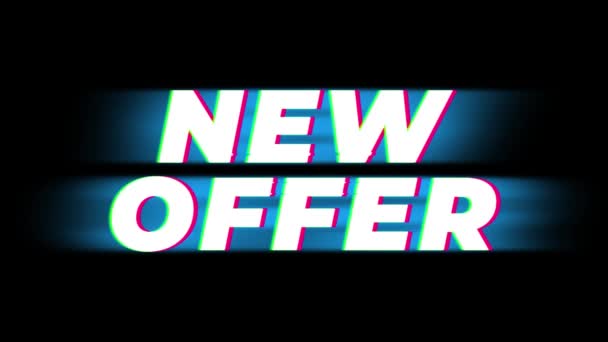 Nytt erbjudande text Vintage glitch effekt promotion . — Stockvideo