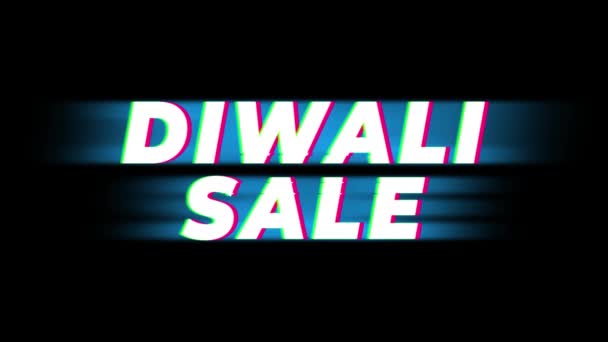 Diwali Venda Texto Vintage Glitch Efeito Promoção  . — Vídeo de Stock