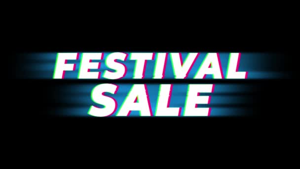 Festival verkoop tekst Vintage glitch effect promotie . — Stockvideo