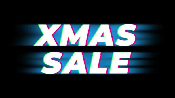 Texto de la venta de Navidad Vintage Glitch Effect Promotion  . — Vídeo de stock