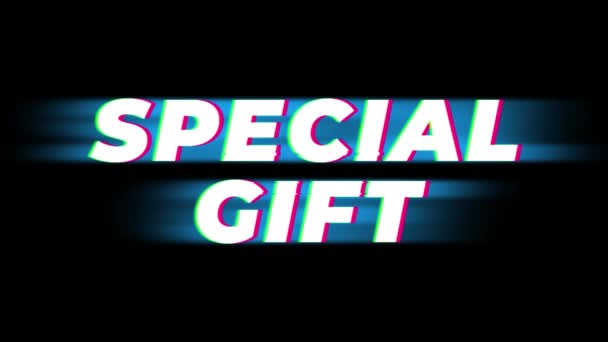 Speciale gift tekst Vintage glitch effect promotie . — Stockvideo