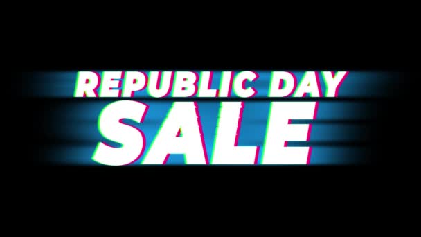 Republic Day Sale Text Vintage Glitch Effect Promotion . — Stock Video