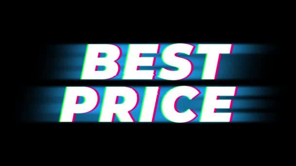 Beste prijs tekst Vintage glitch effect promotie . — Stockvideo