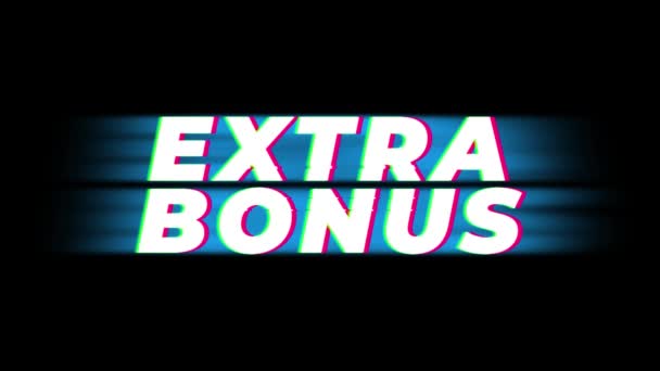 Extra Bonus Text Vintage Glitch Efecto Promoción  . — Vídeo de stock