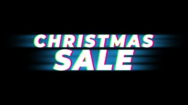 Venda de Natal Texto Vintage Glitch Efeito Promoção  . — Vídeo de Stock