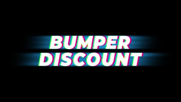 Bumper desconto texto Vintage Glitch Efeito Promoção  . — Vídeo de Stock