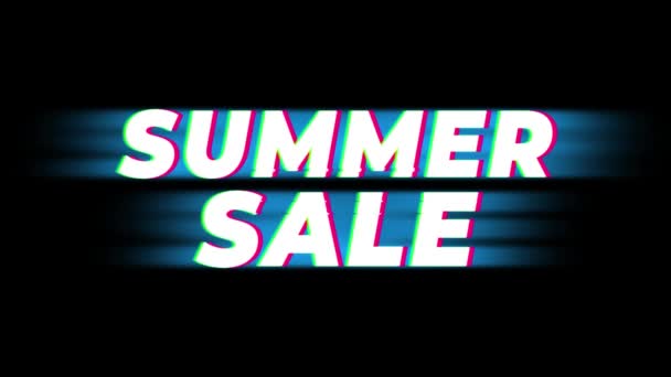 Zomer Sale tekst Vintage glitch effect promotie . — Stockvideo