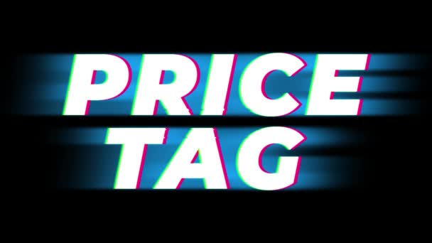 Preço Tag Texto Vintage Glitch Efeito Promoção  . — Vídeo de Stock