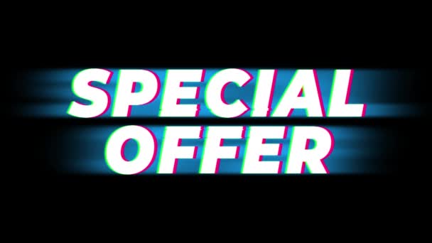 Specjalna oferta tekst Vintage glitch Effect promocja . — Wideo stockowe