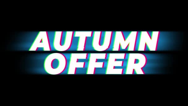 Autumn Offer Text Vintage Glitch Effect Promotion . — Stock Video