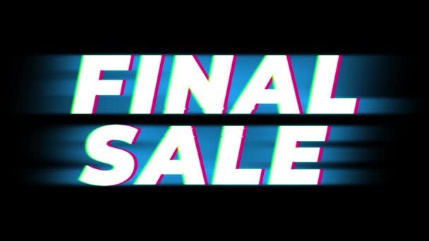 Final Sale tekst Vintage glitch effect promotie . — Stockvideo