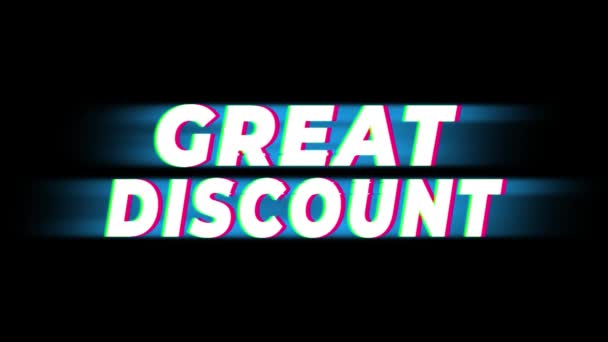 Grande Remise Texte Vintage Glitch Effet Promotion  . — Video