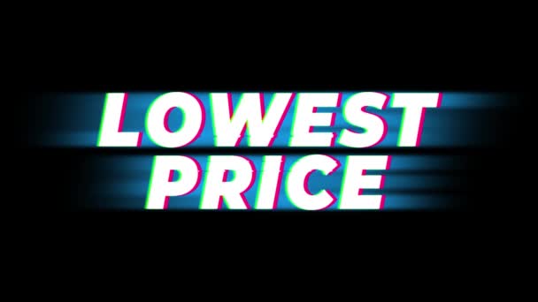 Preço mais baixo Texto Vintage Glitch Effect Promoção  . — Vídeo de Stock