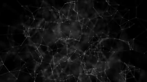 Подключенные линии и точки, многоугольный цикл цифровой связи . — стоковое видео