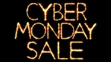 Cyber Pazartesi Satılık Metin Sparkler Glitter Sparks Firework Loop Animasyon