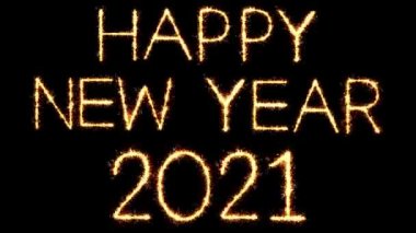 Mutlu Yıllar 2021 Metin Sparkler Glitter Kıvılcımlar Fişek Loop Animasyon