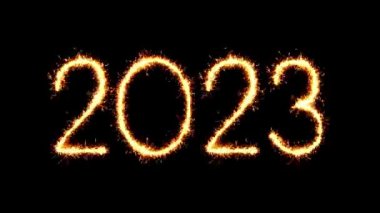Mutlu Yıllar 2023 Metin Sparkler Glitter Kıvılcımlar Fişek Loop Animasyon