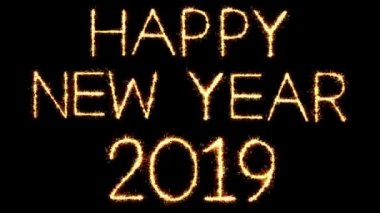 Mutlu Yıllar 2019 Metin Sparkler Glitter Kıvılcımlar Fişek Loop Animasyon