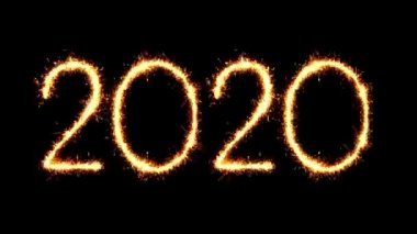 Mutlu Yıllar 2020 Metin Sparkler Glitter Kıvılcımlar Fişek Loop Animasyon