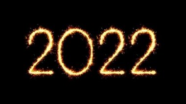 Mutlu Yıllar 2022 Metin Sparkler Glitter Kıvılcımlar Fişek Loop Animasyon