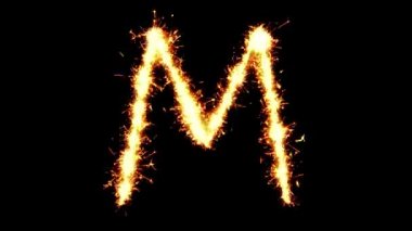 Alfabe M Metin Sparkler Glitter Kıvılcımlar Firework Loop Animasyon