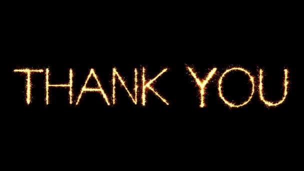 감사합니다 텍스트 스파클러 반짝이 불꽃 불꽃 루프 애니메이션 — 비디오
