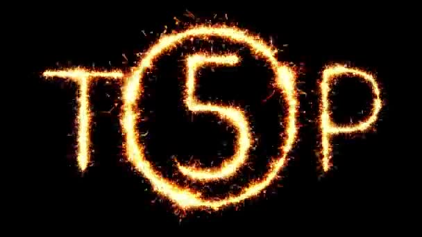 맨 위로 5 텍스트 스파클러 반짝이 불꽃 불꽃 루프 애니메이션 — 비디오