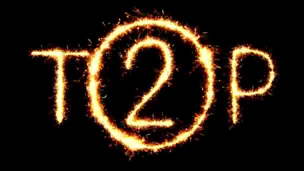 ARRIBA 2 Texto Sparkler Glitter Sparks Firework Loop Animation — Vídeo de stock