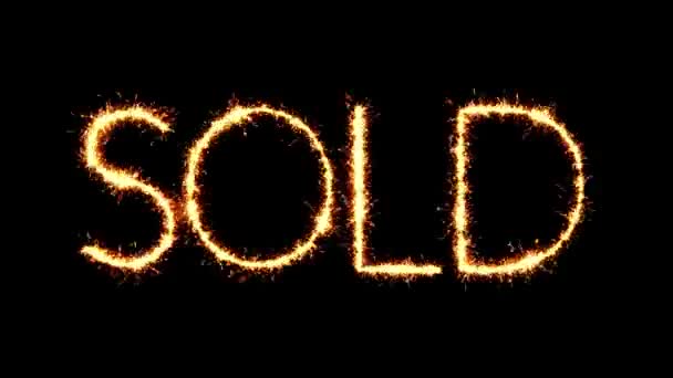 Sold Text Sparkler Glitter Sparks Firework Loop Animation — Wideo stockowe