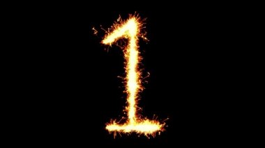 Sayı 1 Metin Sparkler Glitter Kıvılcımlar Fişek Loop Animasyon