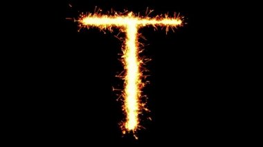 Alphabet T Metin Sparkler Glitter Kıvılcımlar Firework Loop Animasyon