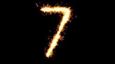 Sayı 7 Metin Sparkler Glitter Kıvılcımlar Fişek Loop Animasyon