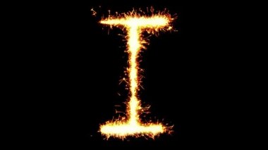 Alphabet I Metin Sparkler Glitter Kıvılcımlar Firework Loop Animasyon