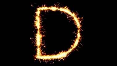 Alphabet D Metin Sparkler Glitter Kıvılcımlar Firework Loop Animasyon