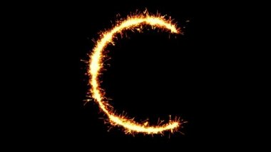 Alfabe C Metin Sparkler Glitter Kıvılcımlar Firework Loop Animasyon