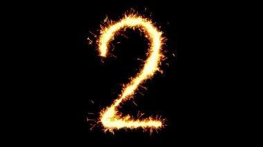 Sayı 2 Metin Sparkler Glitter Kıvılcımlar Fişek Loop Animasyon
