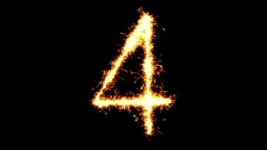 Sayı 4 Metin Sparkler Glitter Kıvılcımlar Fişek Loop Animasyon