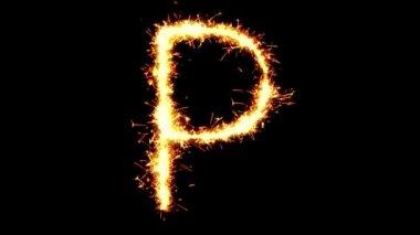 Alphabet P Metin Sparkler Glitter Kıvılcımlar Firework Loop Animasyon