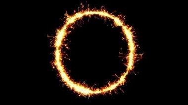 Alphabet O Metin Sparkler Glitter Kıvılcımlar Firework Loop Animasyon