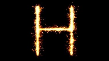 Alfabe H Metin Sparkler Glitter Kıvılcımlar Firework Loop Animasyon